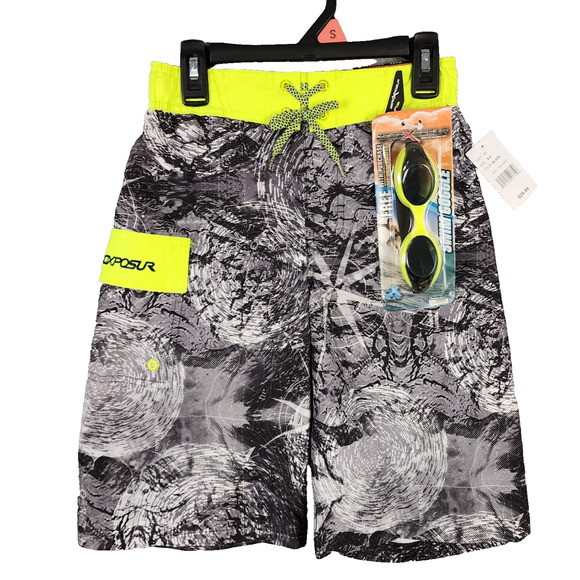 ZeroXposure Boys Youth Swim Trunks with Goggles NWT Inner Lining UPF 50 size 8 - Picture 1 of 11
